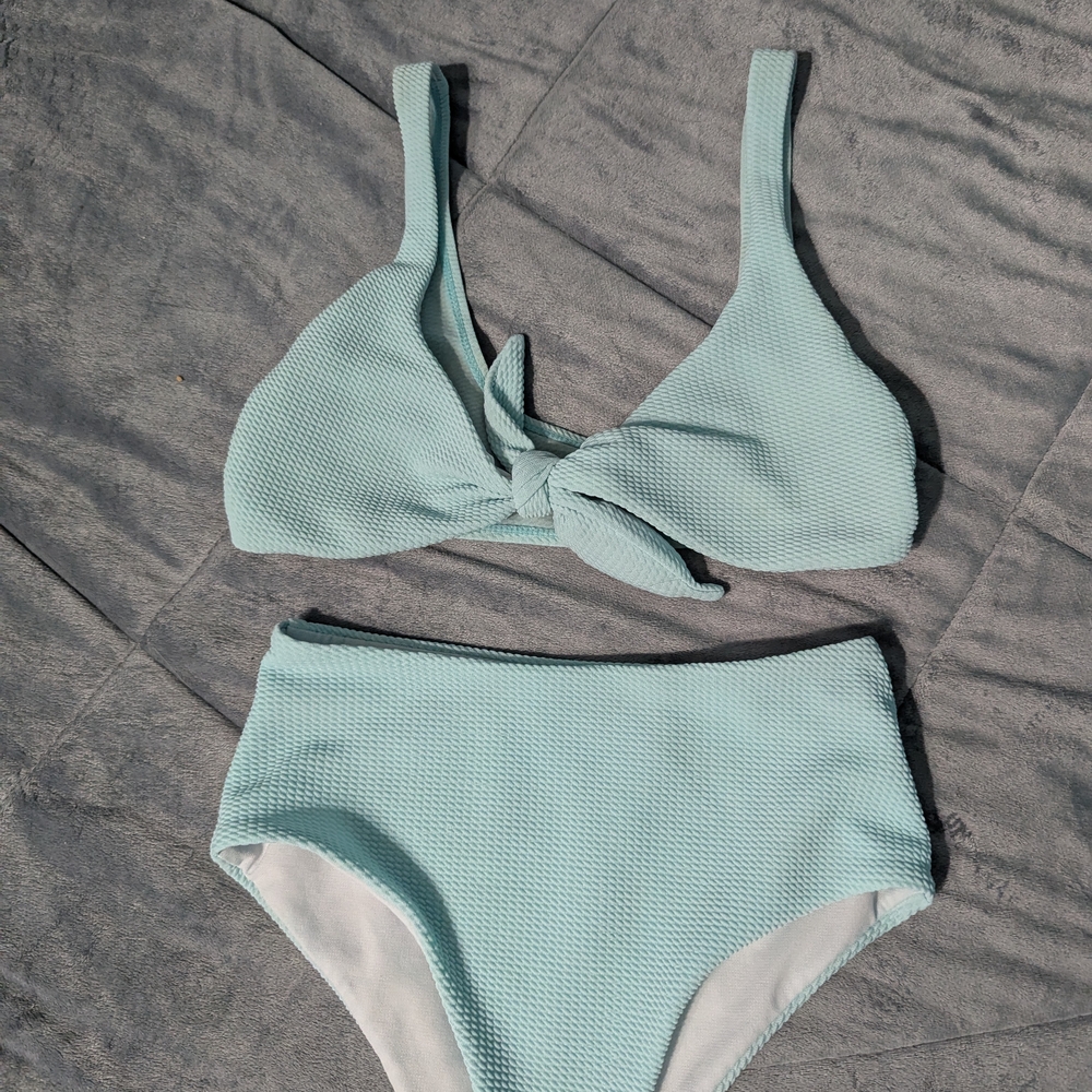Green-Blue Textured Bikini Set